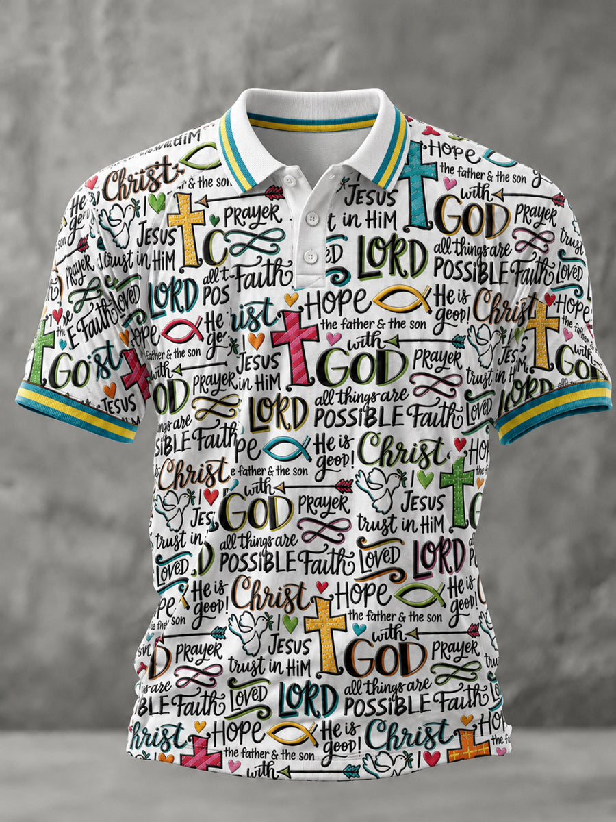 Men's Christian Faith Print Casual Polo
