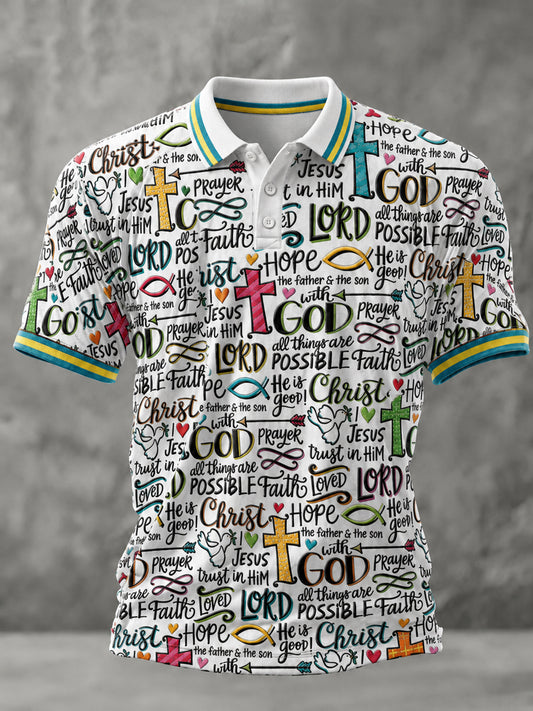 Men's Christian Faith Print Casual Polo