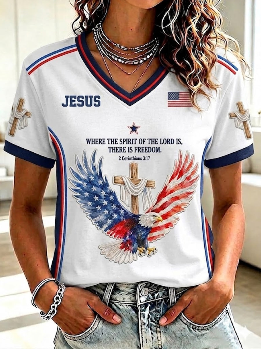 Women's Christian Jesus Cross Short Sleeve T-shirt