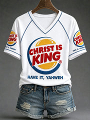 Women's 'Christ is King' V-neck T-shirts