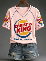 Women's 'Christ is King' V-neck T-shirts