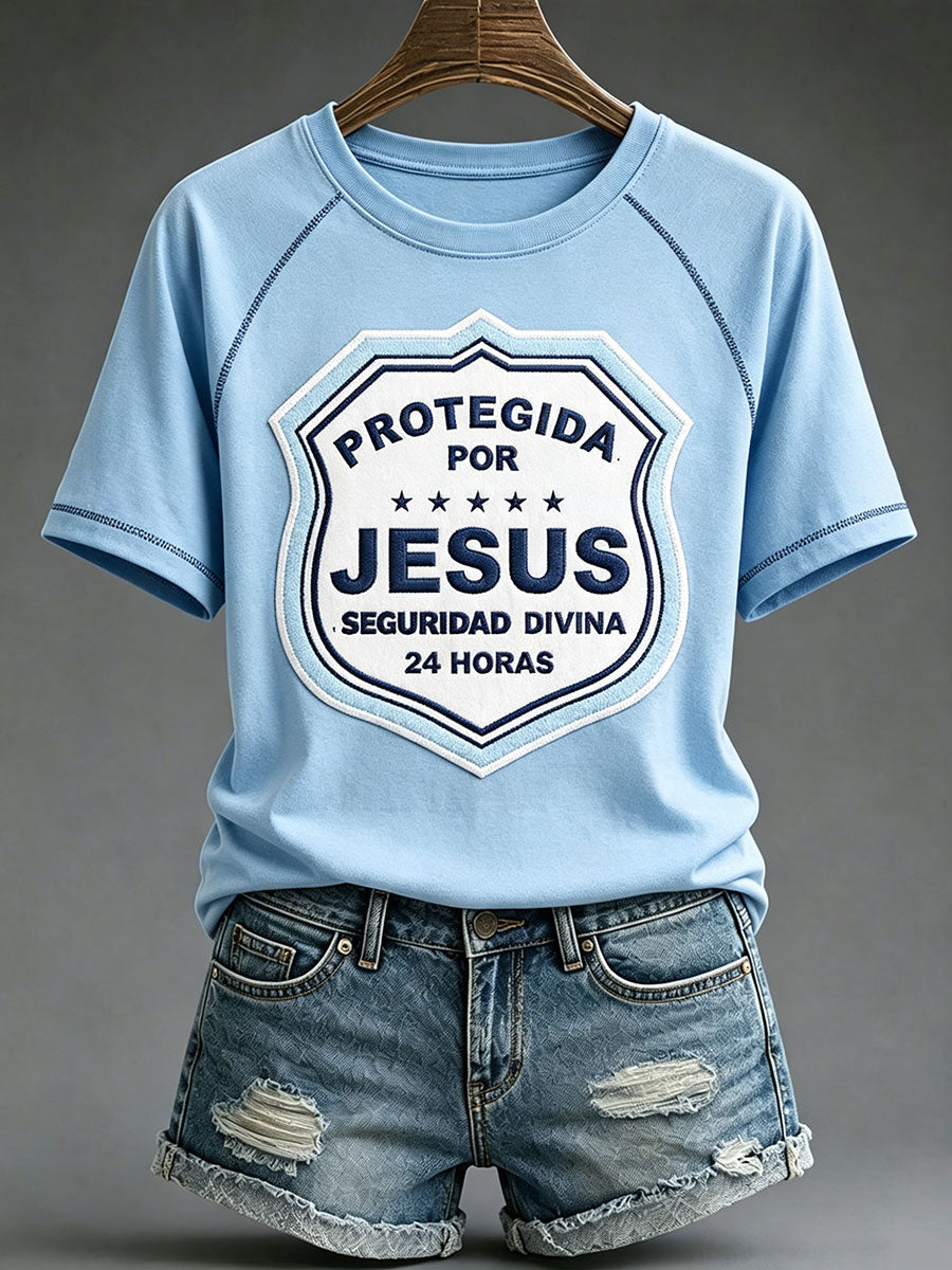 Women's Funny Christ Print Casual T-shirt