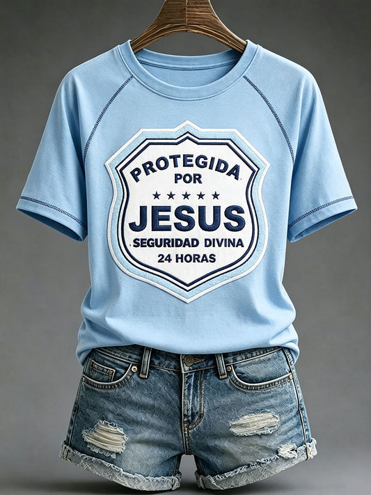 Women's Funny Christ Print Casual T-shirt