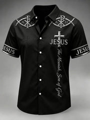 Men's Jesus Print Casual Shirt