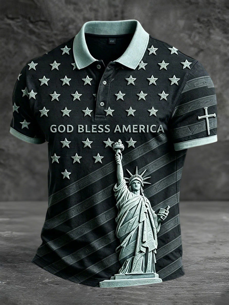 Men's God Bless America Print Casual Top