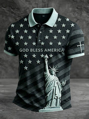 Men's God Bless America Print Casual Top