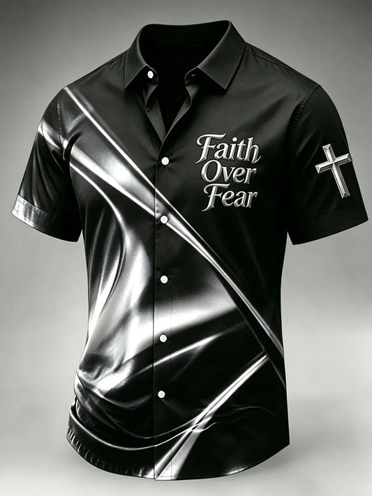 Men's Faith Over Fear Printed Casual Shirt