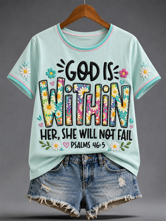 Women's Christian Jesus Print Casual Tee
