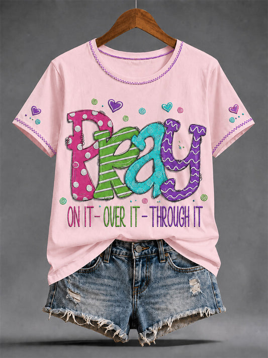 Women's Christian Jesus Print Casual Tee