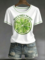 Women's “Jesus Is Simply The Zest” Faith Fun Fruit Casual Print T-shirt