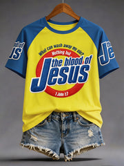 Women's The Blood Of Jesus Print Casual Tee