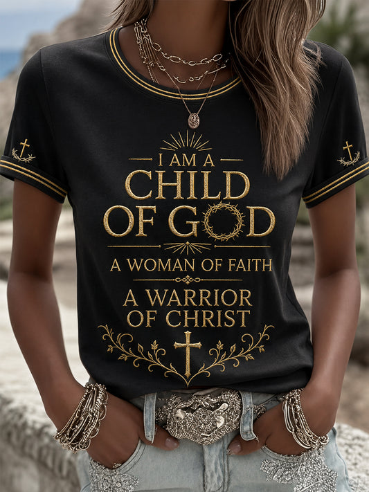 Women's Christian Woman Of God Print Casual Tee