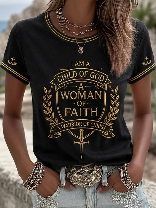 Women's Christian Woman Of God Print Casual Tee