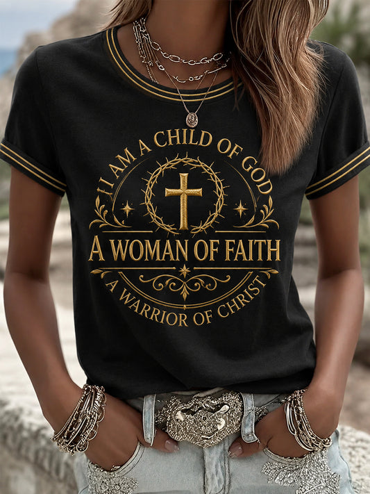 Women's Christian Woman Of God Print Casual Tee