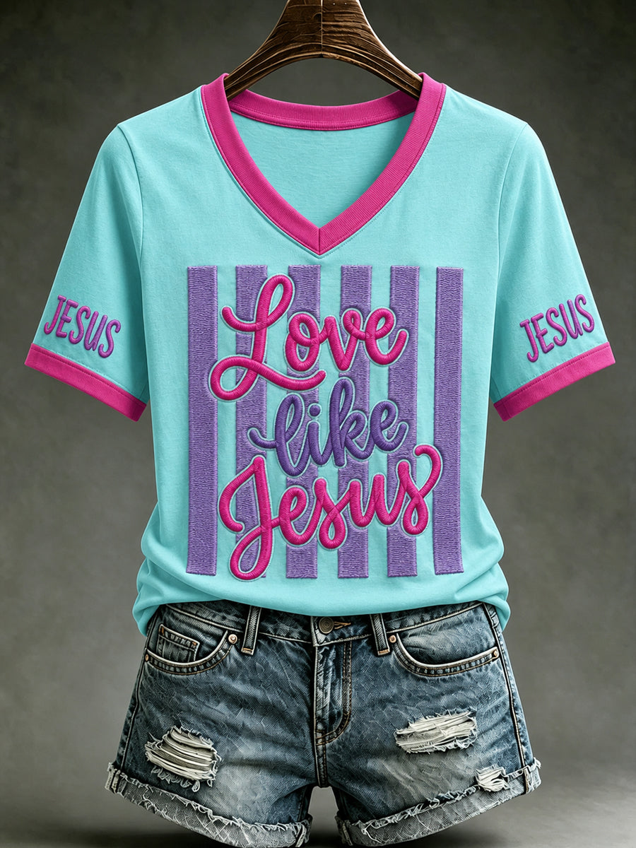 Women's Christian Love LIke Jesus Printed Short Sleeve T-shirt
