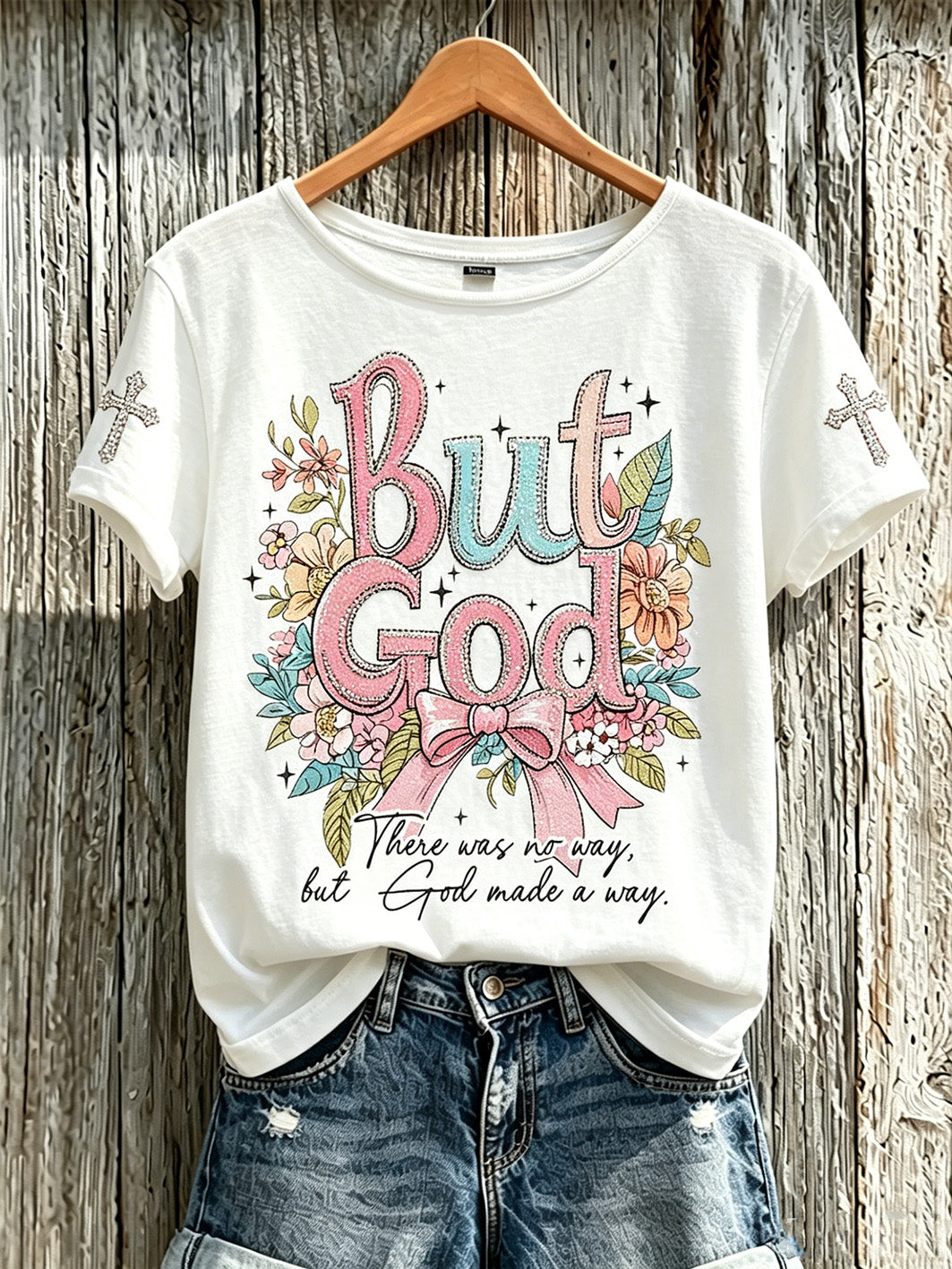 Women's Faith Pattern Printed Leisure Round Neck Short Sleeve T-shirt