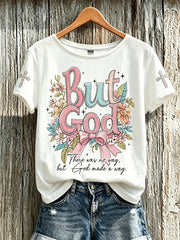 Women's Faith Pattern Printed Leisure Round Neck Short Sleeve T-shirt