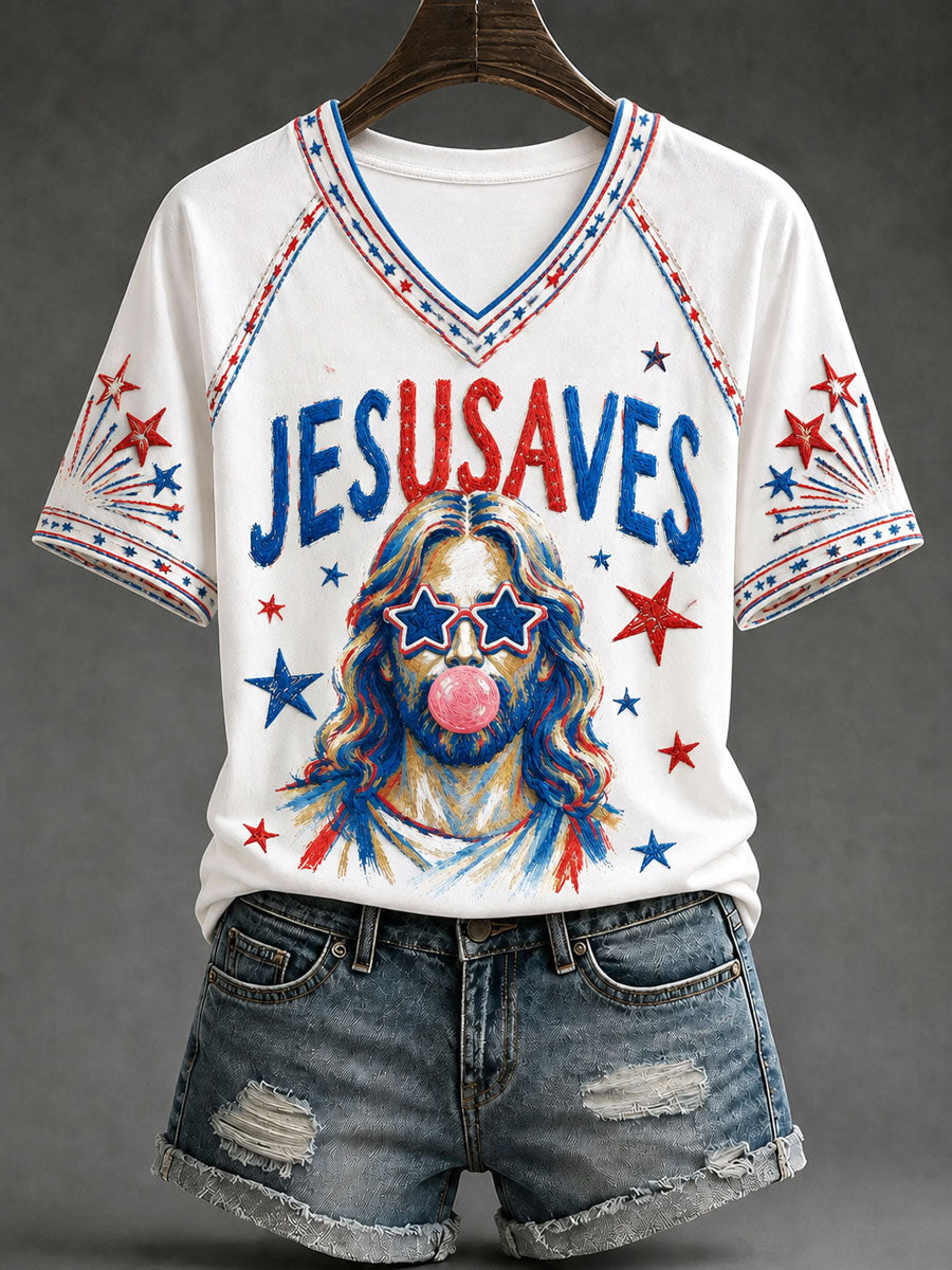 Women's 'Jesus Saves' Printed Casual T-Shirt
