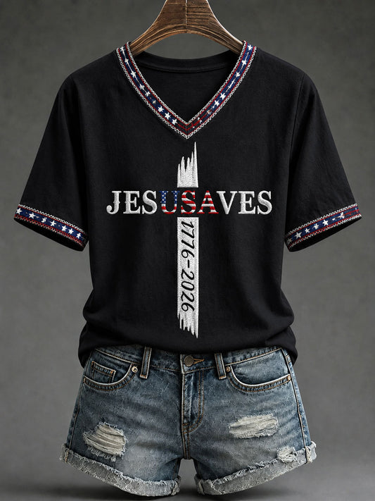 Women's 'Jesus Saves' Printed Casual T-Shirt