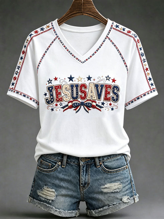Women's 'Jesus Saves' Printed Casual T-Shirt