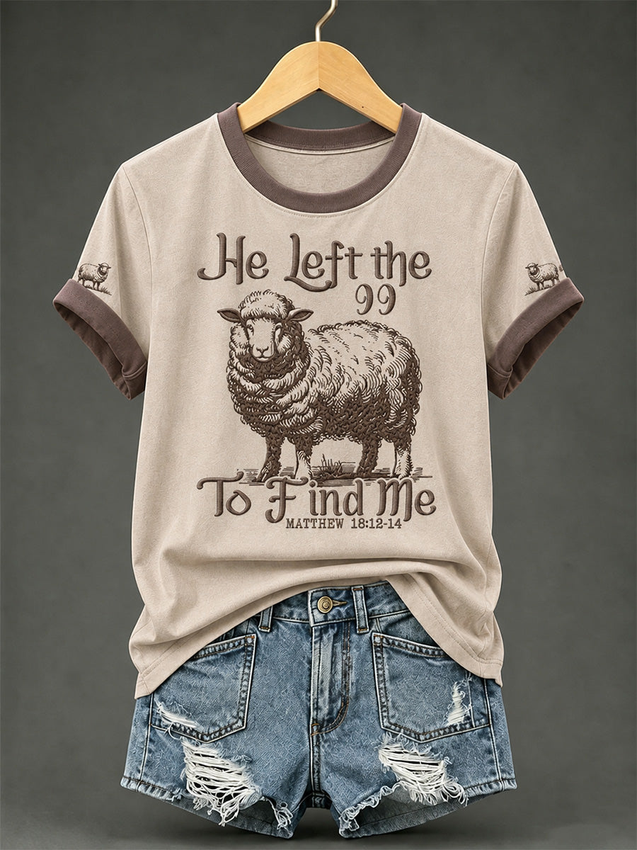 Women's Christian He Left The 99 To Find Me Print Casual Tee