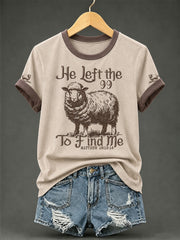 Women's Christian He Left The 99 To Find Me Print Casual Tee