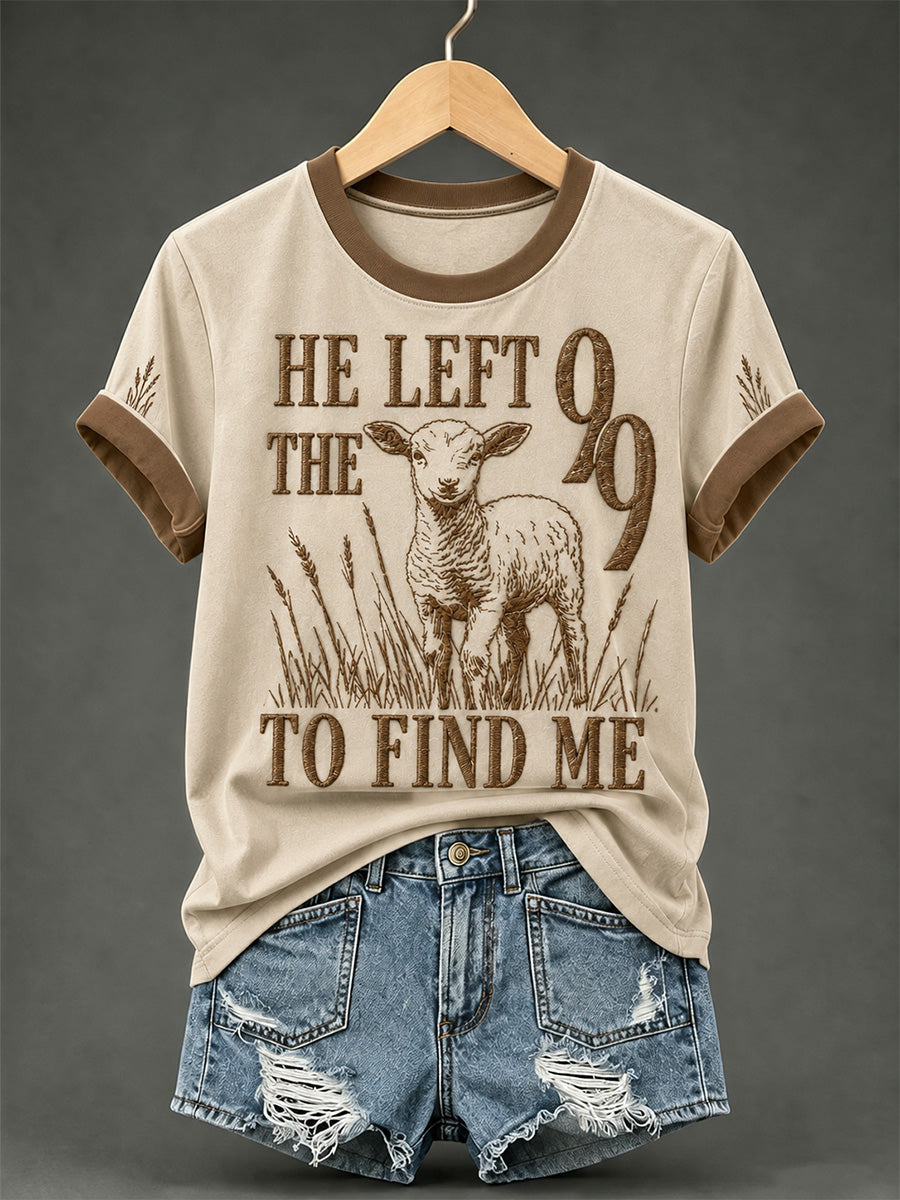 Women's Christian He Left The 99 To Find Me Print Casual Tee