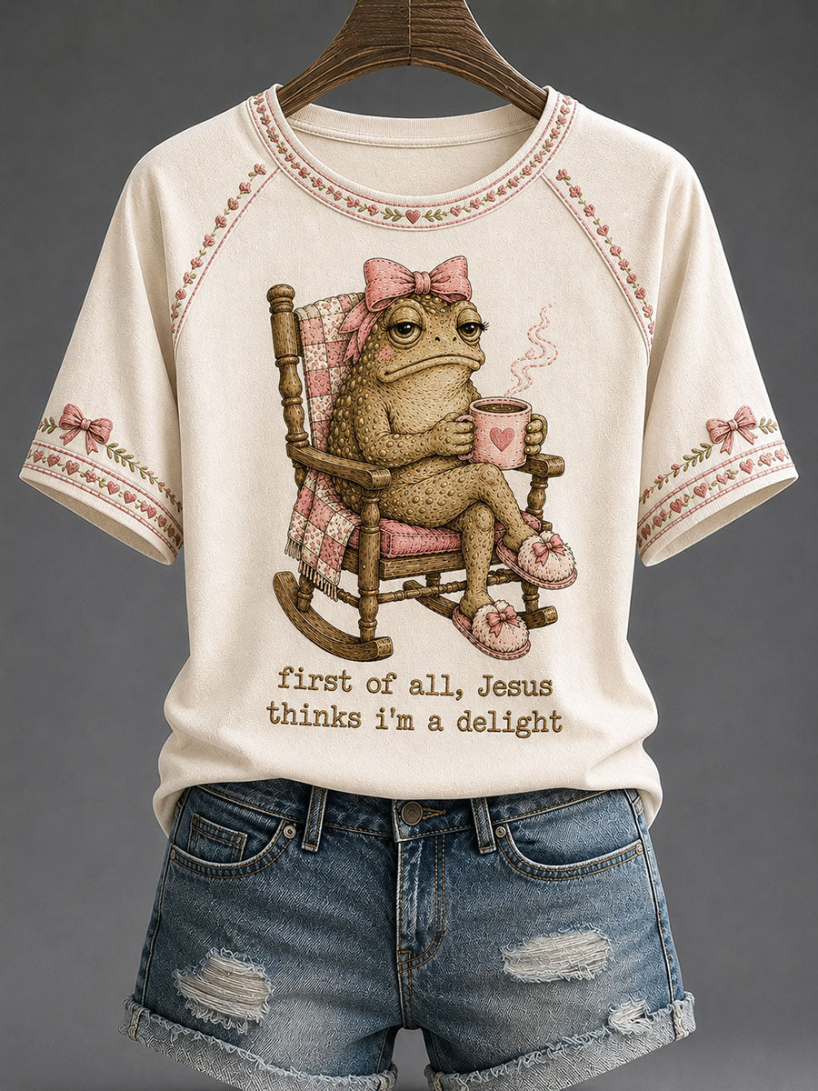 Women's 'Jesus Thinks I'm A Delight' Printed Casual T-Shirt