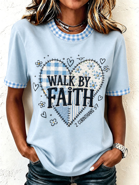 Women's Walk By Faith Plaid Print Casual Tee