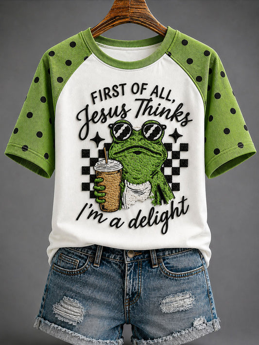 Women's 'Jesus Thinks I'm A Delight' Printed Casual T-Shirt
