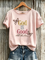 Women's Faith Pattern Printed Leisure Round Neck Short Sleeve T-shirt