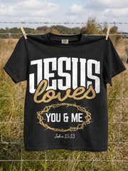 Unisex Christian Jesus Loves You and Me Short Sleeve T-shirt