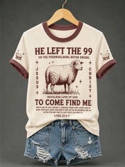 Women's Christian He Left The 99 To Find Me Print Casual Tee
