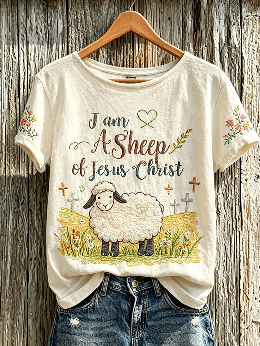 Women's Faith Slogan Pattern Printed Leisure Round Neck Short sleeve T-shirt