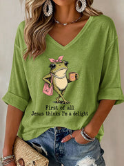 Women's 'Jesus Thinks I'm A Delight' Printed Casual T-Shirt