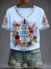 Women's Faith Printed V-neck T-shirt