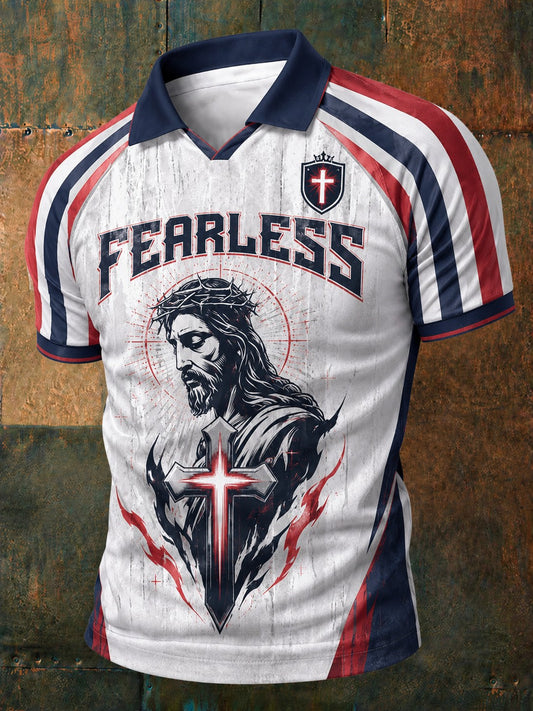 Men's Faith Fearless Jesus Printed T-shirt