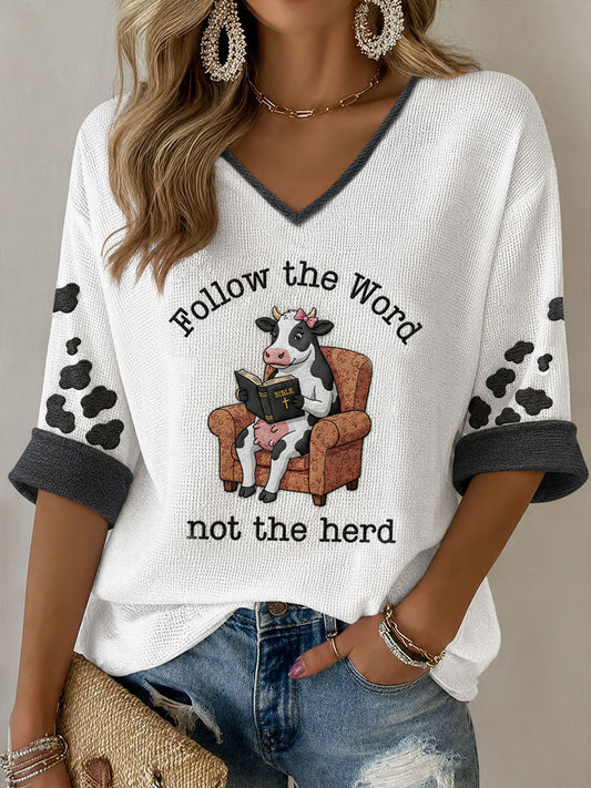 Women's Follow The Word Not The Herd Waffle T-shirt
