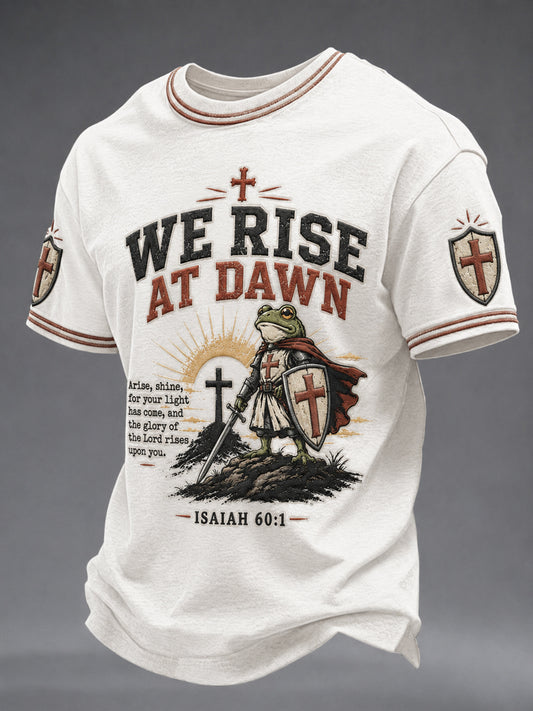 Men's Christian We Rise At Dawn Cross Short Sleeve T-shirt