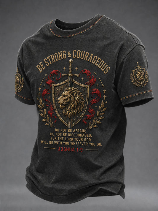 Men's  Christian Be Strong & Courageous Cross Short-sleeved T-shirt