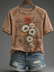 Women's 'In The Waiting There Was Jesus' Printed Casual T-Shirt