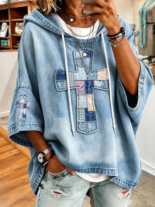 Women's Christian Faith Cross Printed Hoodie