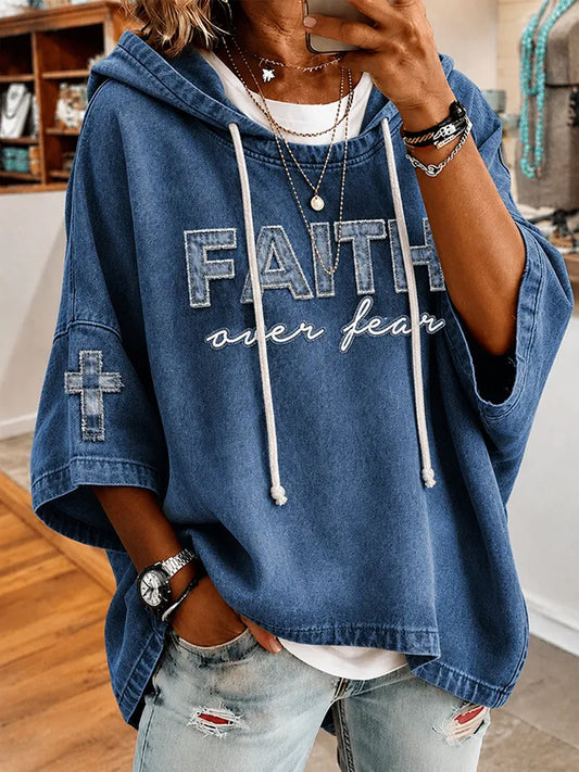 Women's Christian Faith Over Fear Printed Hoodie