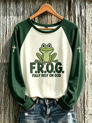 Women's Faith Pattern Printed Leisure Round Neck Long-Sleeved T-shirt