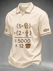 Men's Jesus 2 Fishes 5 Breads 5000 Print Casual Polo