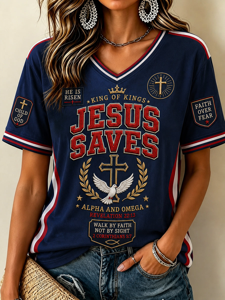 Women's Christian JESUS SAVES Cross Short Sleeve T-shirt