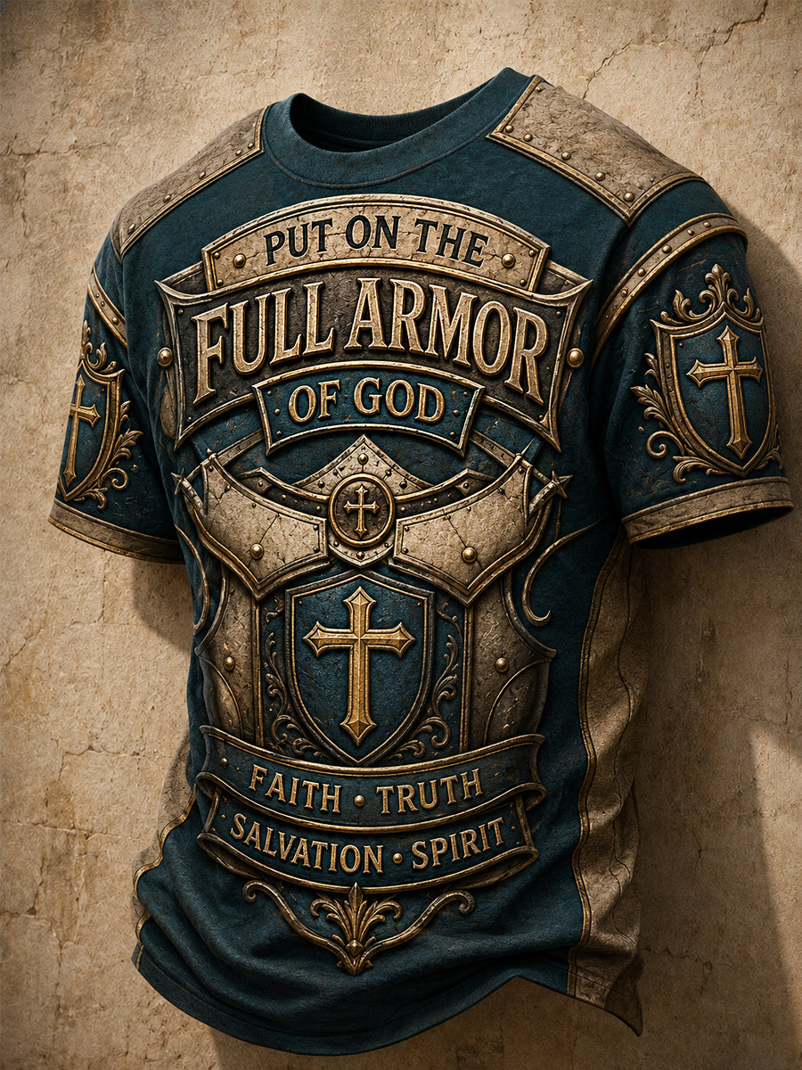 Men's Put On The Full Armor Of God Print Casual Tee