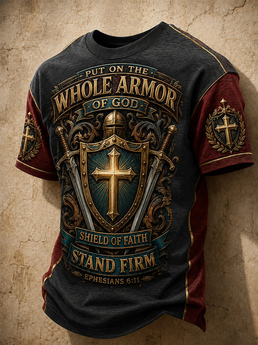 Men's Put On The Full Armor Of God Print Casual Tee