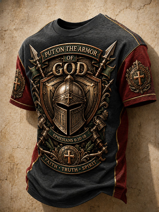 Men's Put On The Full Armor Of God Print Casual Tee