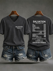 Women's Jesus Paid It All Print Casual V-Neck Tee